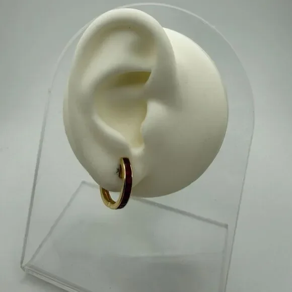 Stunning channelāset, princess cut RUBY huggie hoop earrings,14kt yellow gold - Picture 11 of 16